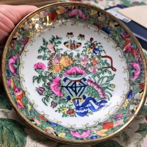 Gilt brass Antique China export marked brass porcelain Qing SALE- stamped - Picture 4 of 14